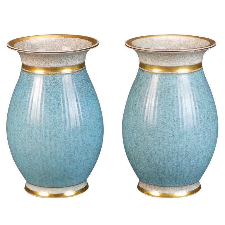 Pair of Royal Copenhagen Craquelure Vases