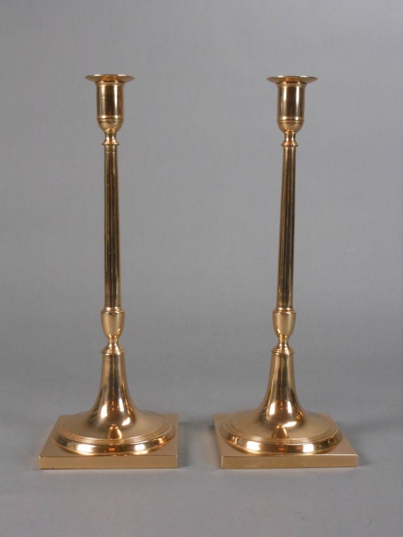 A Pair of Swedish Neoclassical Brass Candlesticks