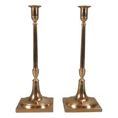 Antique A Pair of Swedish Neoclassical Brass Candlesticks