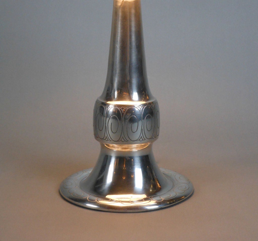 Swedish Grace Period Pewter Lamp In Good Condition For Sale In New York, NY