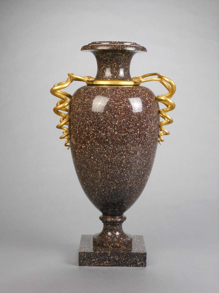 Swedish Gilt Bronze Mounted Porphyry Urn