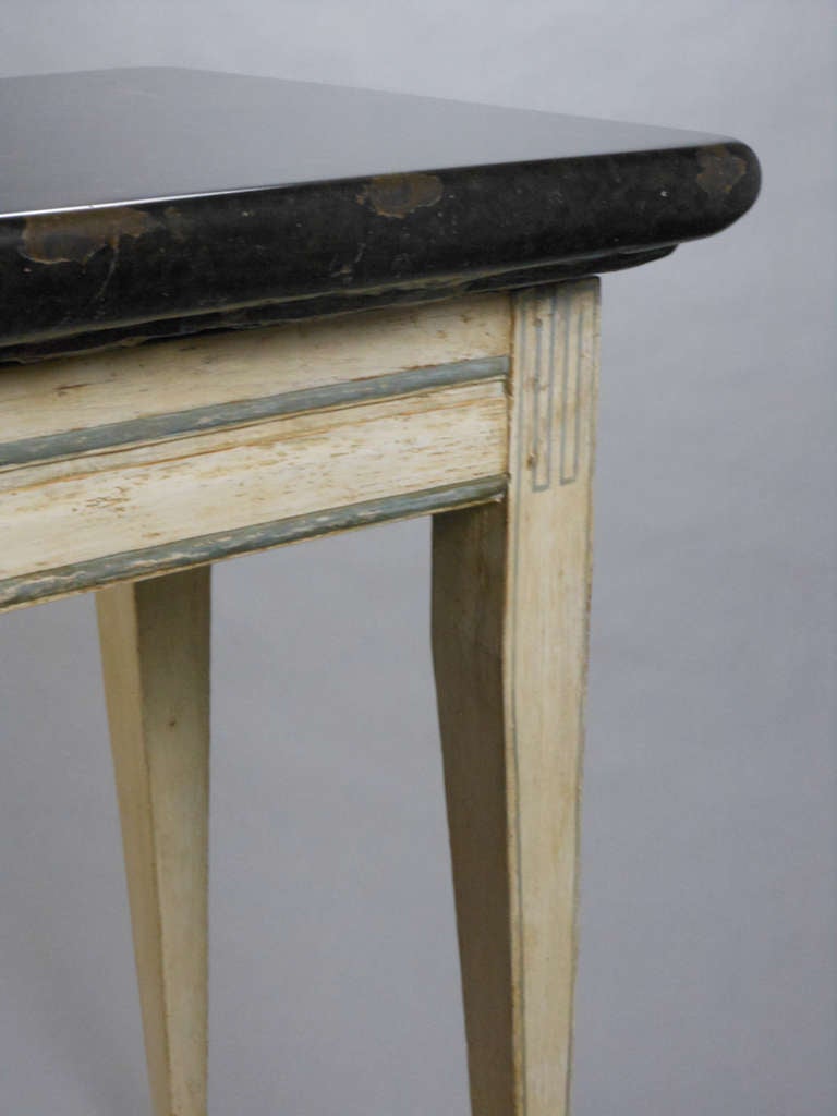 Swedish Neoclassical Painted Table with a Marble Top For Sale 3