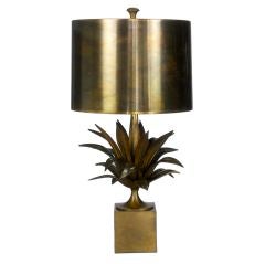 A French Bronze Agave Lamp and Shade