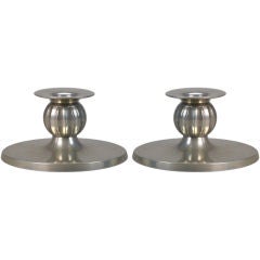 A Pair of Danish Pewter Candlesticks