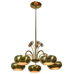 American Brass, Five Light Chandelier by Lightolier