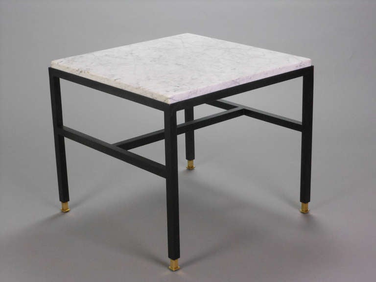 Pair of Italian Mid-Century Modern Low Tables with Marble Tops For Sale 1