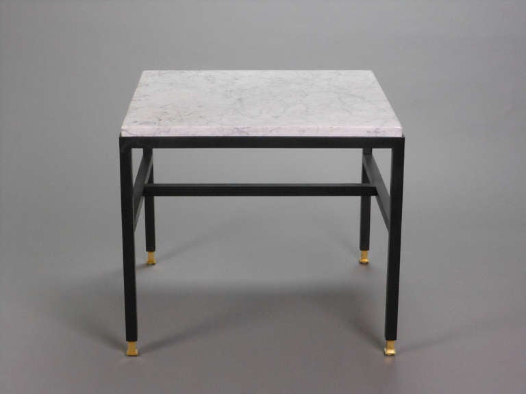 Pair of Italian Mid-Century Modern Low Tables with Marble Tops For Sale 2