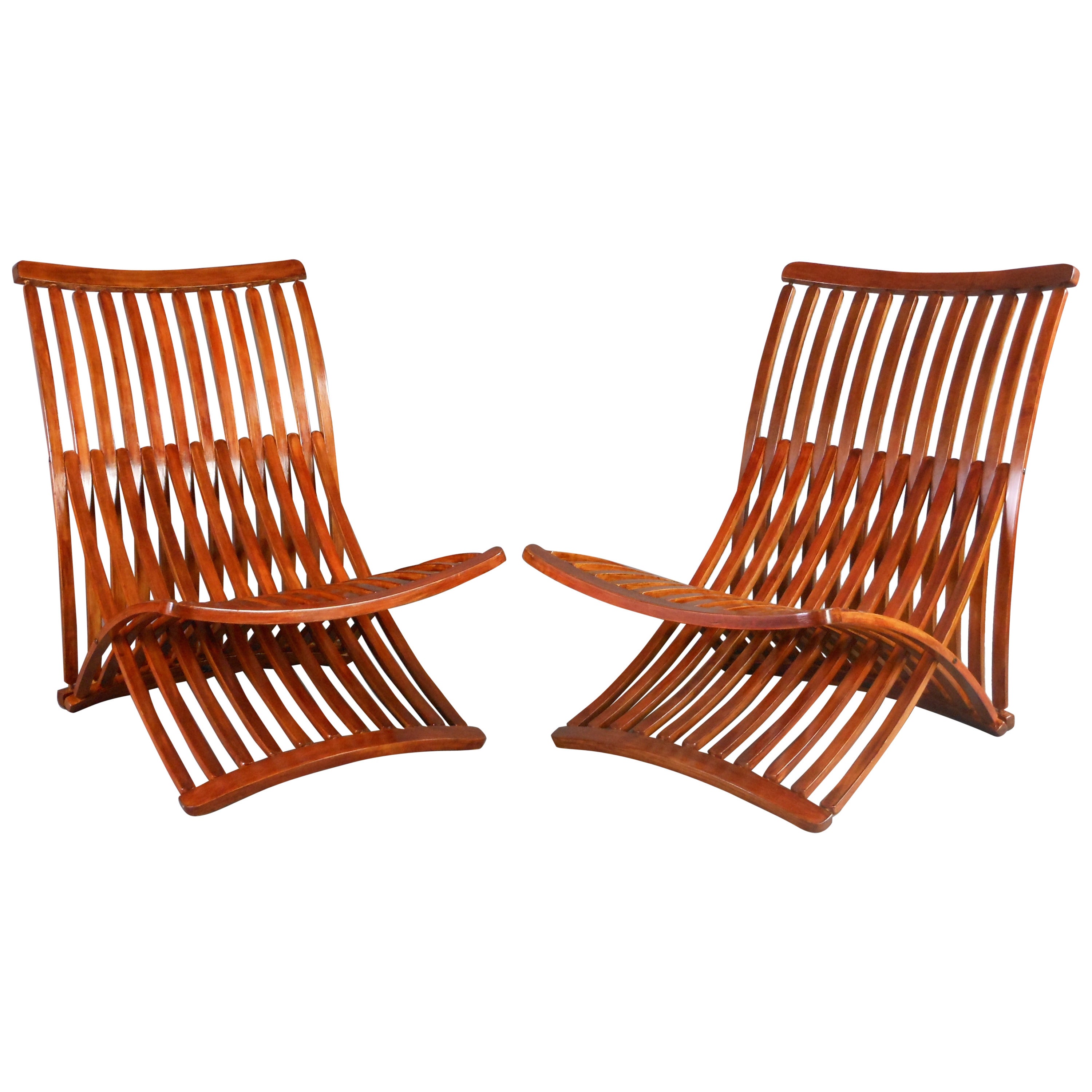Canadian Birch Steamer Chairs by Thomas Lamb, circa 1970 For Sale