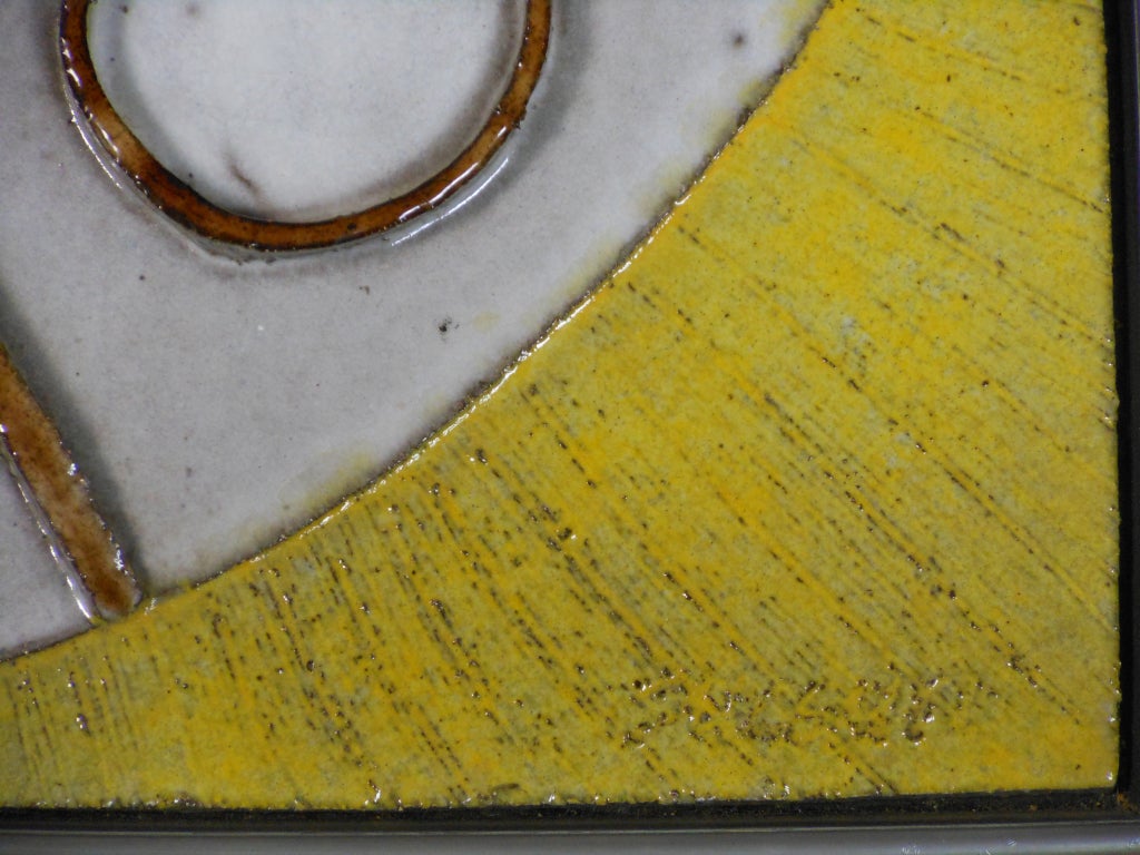 Late 20th Century 1970s Abstract Ceramic Panel Signed 