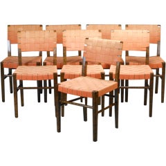 A Set of 8 Swedish Grace Period Birch Chairs by Axel Larsson