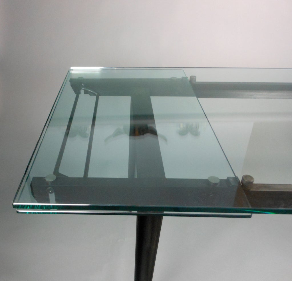 20th Century An Italian Aluminum and Glass Table