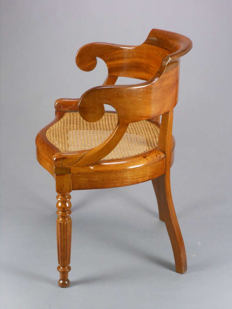 French Neoclassical Mahogany Armchair In Good Condition For Sale In New York, NY