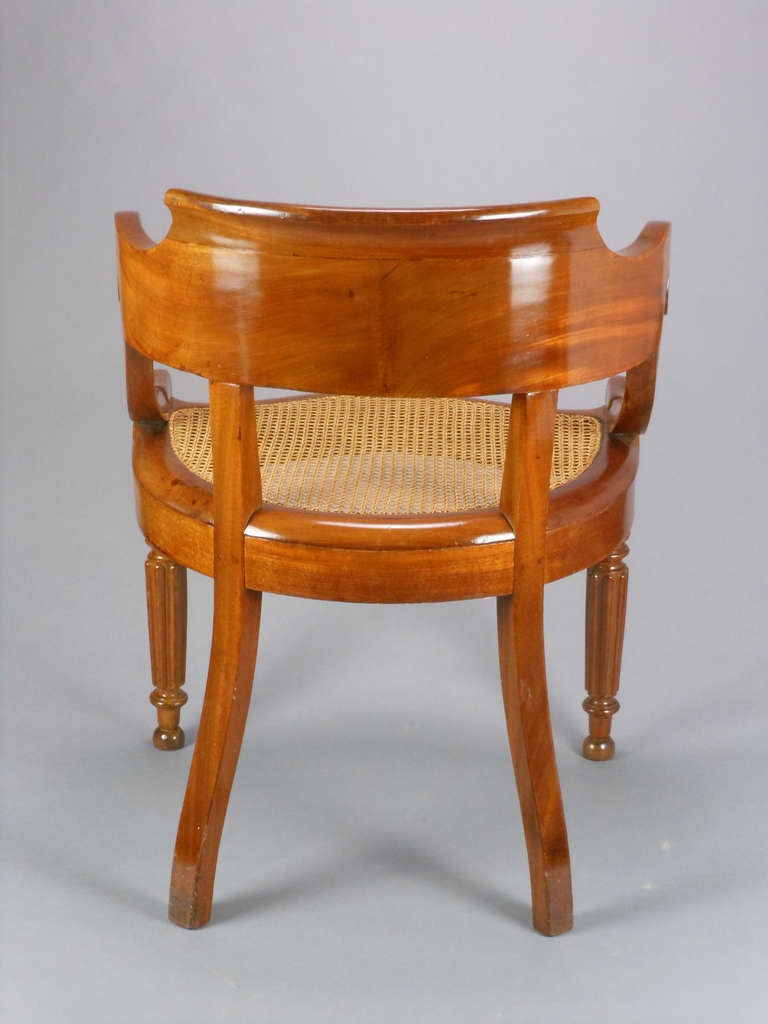 19th Century French Neoclassical Mahogany Armchair For Sale