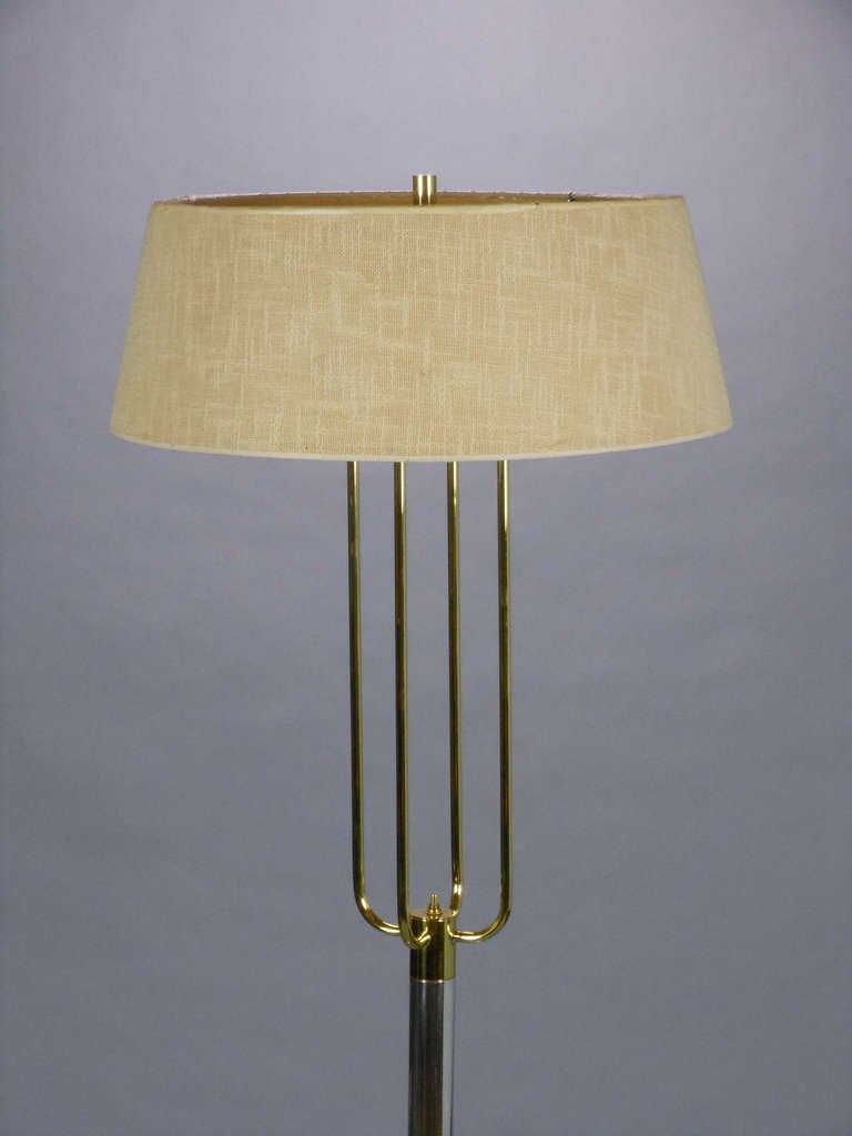 Mid-20th Century Mid-Century Modern American Steel and Brass Floor Lamp For Sale