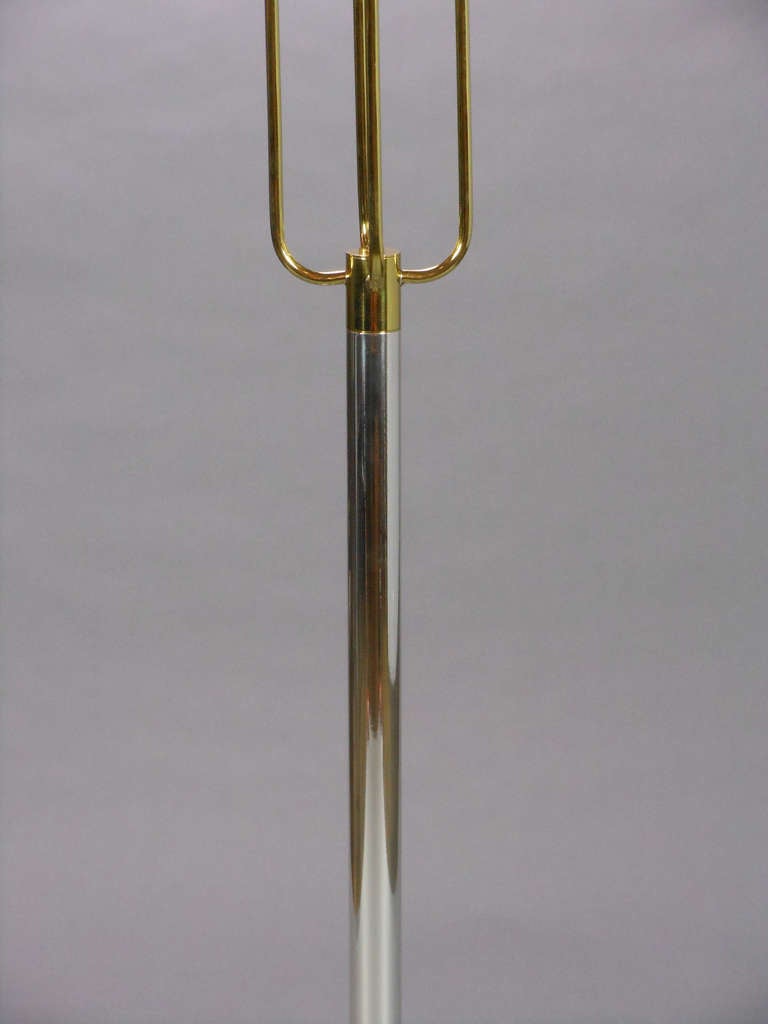 Mid-Century Modern American Steel and Brass Floor Lamp For Sale 3