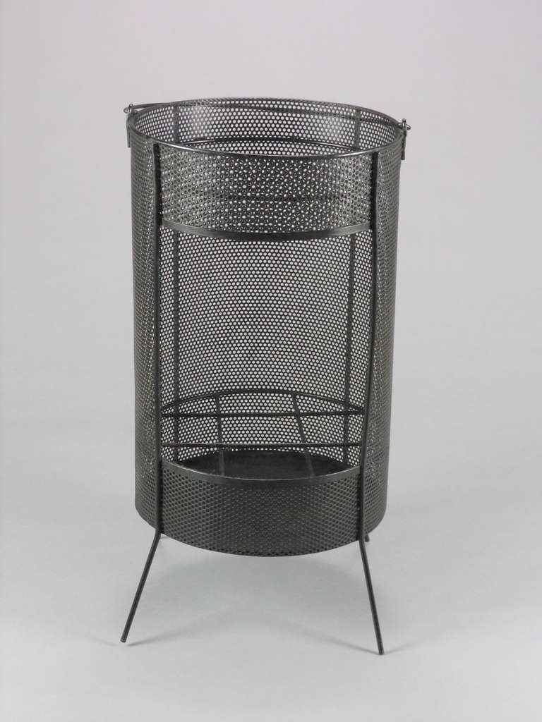 A French Black Perforated Metal Umbrella Stand In Good Condition In New York, NY