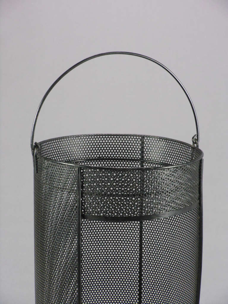Mid-20th Century A French Black Perforated Metal Umbrella Stand