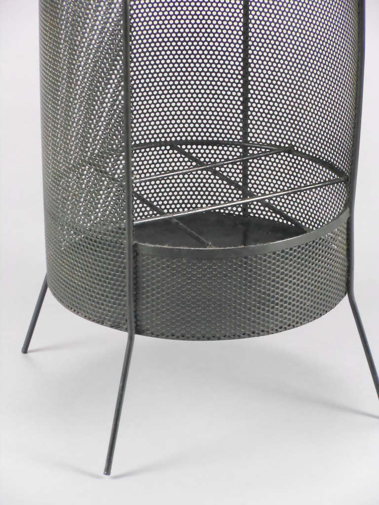 A French Black Perforated Metal Umbrella Stand 1
