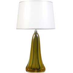 A Continental Amber Glass Teardrop Lamp