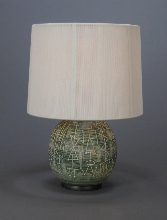 American Wood Lamp Signed F.A.I.P 3