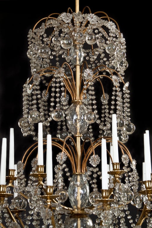 Ormolu A French Gilt Bronze and Cut Glass 18 Light Chandelier For Sale