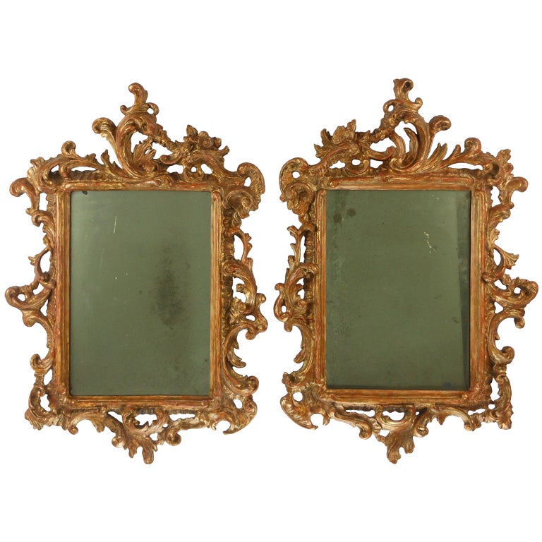 Rococo Pair of Giltwood Mirrors For Sale