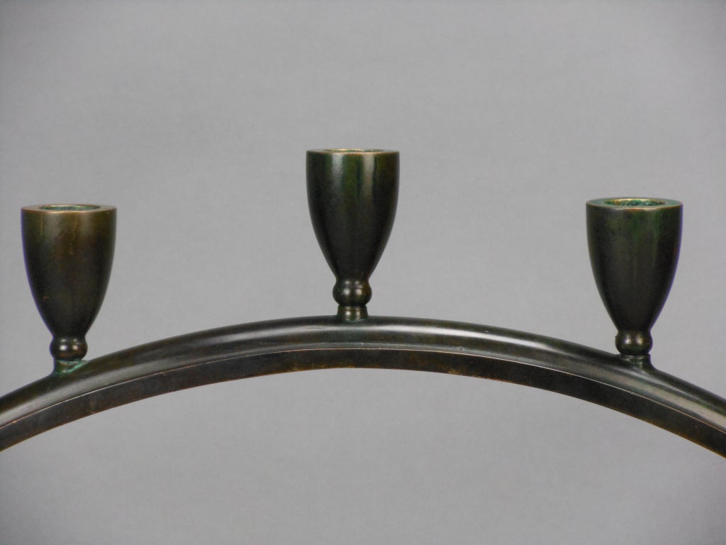Danish Patinated Bronze Candelabra by Just Andersen For Sale 3