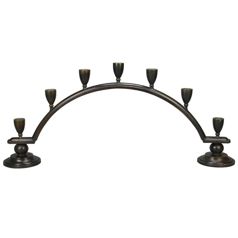 Danish Patinated Bronze Candelabra by Just Andersen For Sale