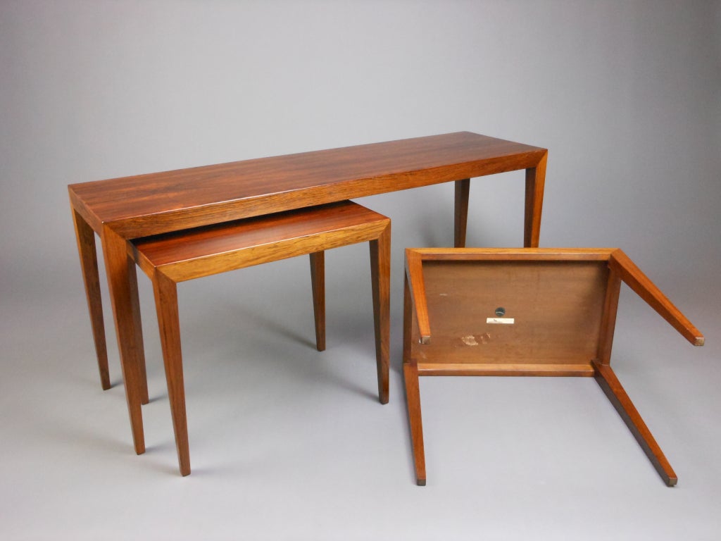 Set of Three Danish Hardwood Nesting Tables by Severin Hansen For Sale 6