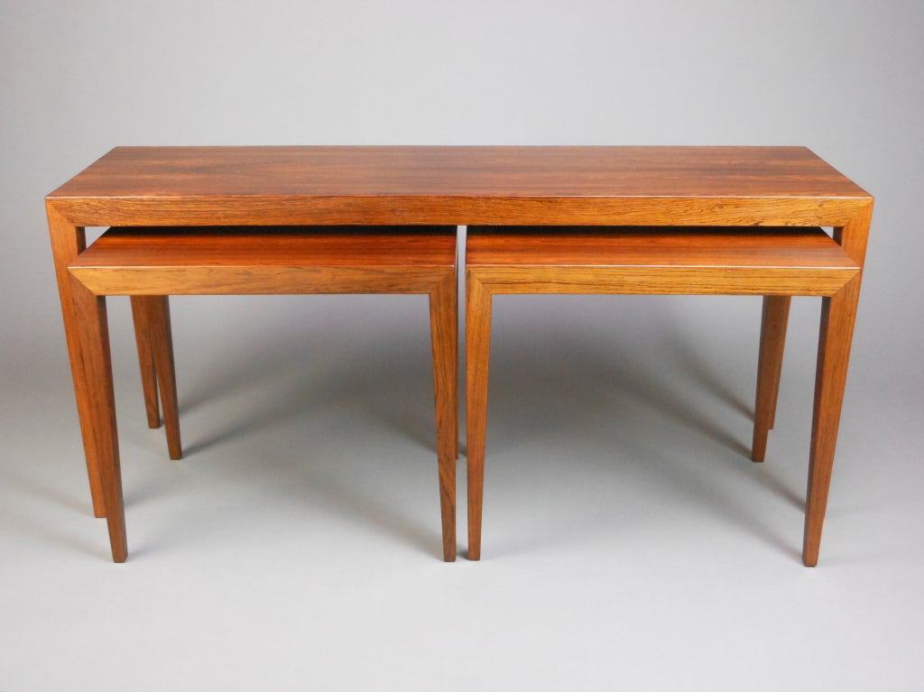 Set of Three Danish Hardwood Nesting Tables by Severin Hansen In Good Condition For Sale In New York, NY