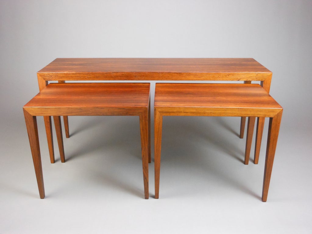 Set of Three Danish Hardwood Nesting Tables by Severin Hansen For Sale 1