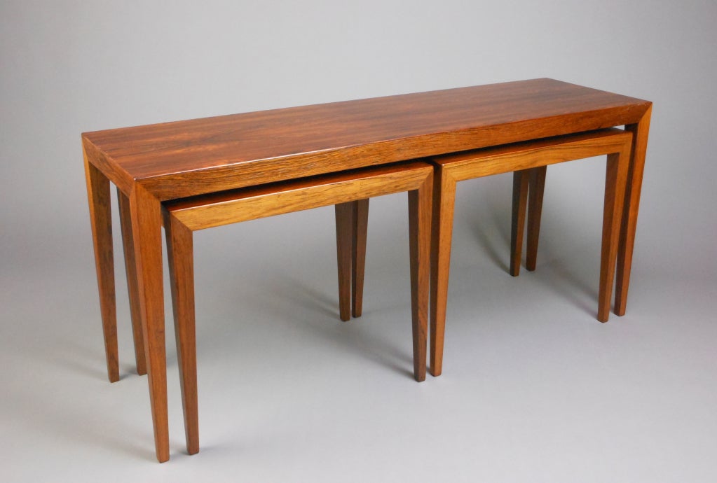 Set of Three Danish Hardwood Nesting Tables by Severin Hansen For Sale 4