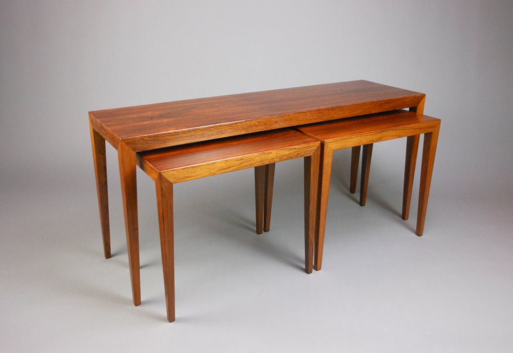 Set of Three Danish Hardwood Nesting Tables by Severin Hansen For Sale 5