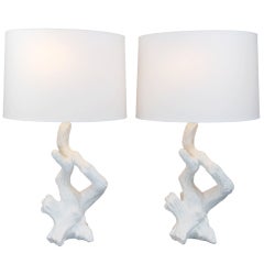 A Pair of American Plaster Tree Lamps