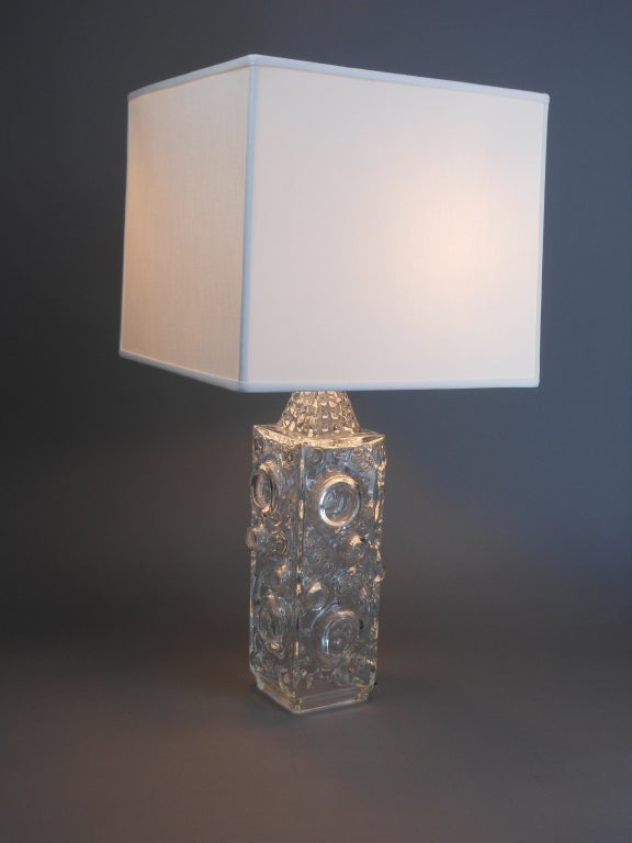 Mid-Century Modern Large Scandinavian Modern Glass Lamp by Josef Schott for Smalandshyttan For Sale