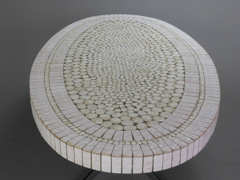 French Oval Mosaic Coffee Table, 1970s 2