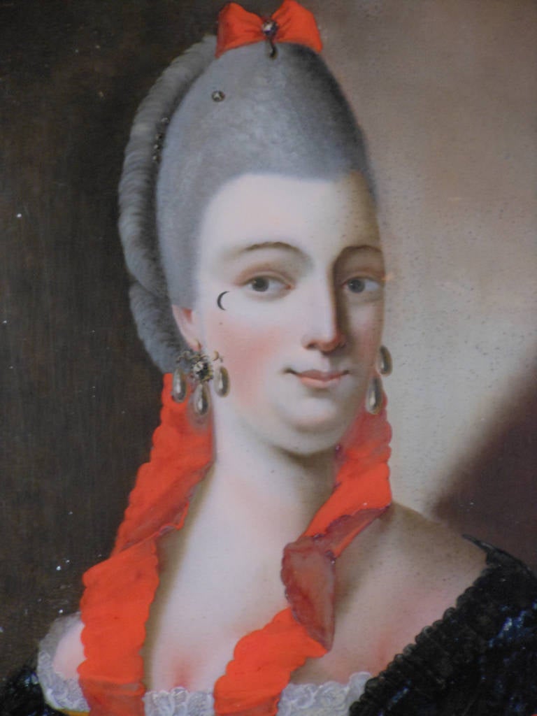 Neoclassical Chinese Reverse Glass Portrait of a Danish Lady For Sale
