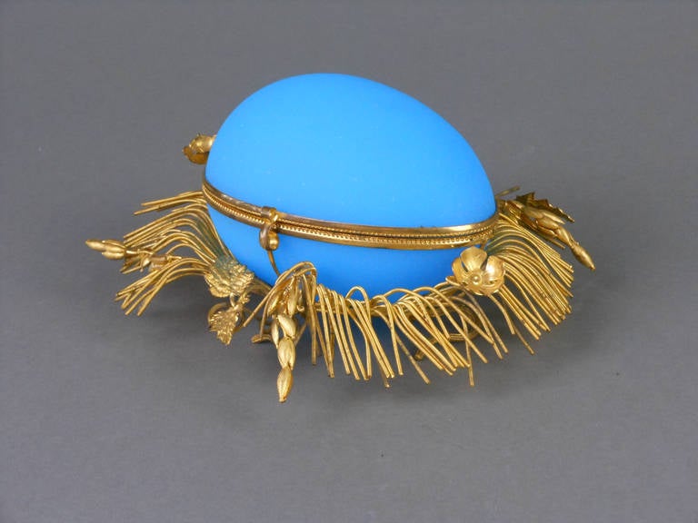 A French Gilt Mounted Blue Opaline Box For Sale 2