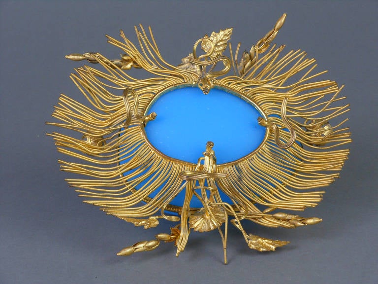 A French Gilt Mounted Blue Opaline Box For Sale 5