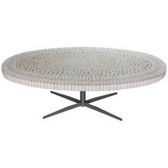 French Oval Mosaic Coffee Table, 1970s