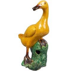 A Chinese Polychrome Glazed Ceramic Duck
