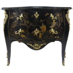 French Louis XV Gilt Bronze Mounted Black Lacquer Chinoiserie Commode