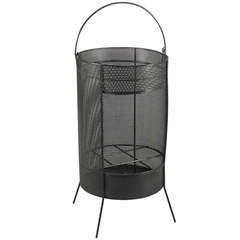 A French Black Perforated Metal Umbrella Stand