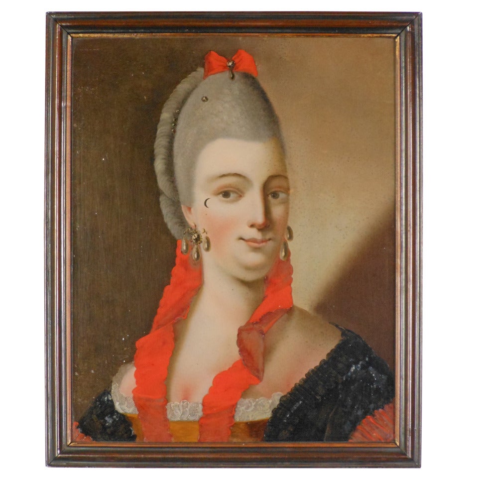 Chinese Reverse Glass Portrait of a Danish Lady For Sale