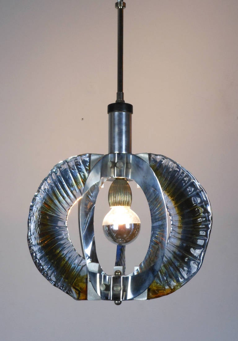 An Italian Mid-Century Murano Hanging Light by Mazzega In Good Condition For Sale In New York, NY