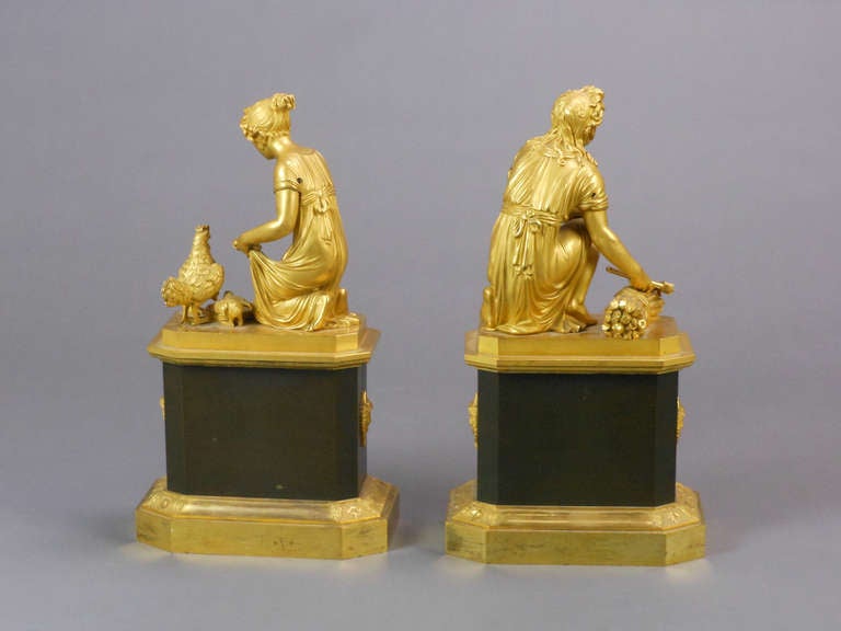 19th Century French Empire Gilt Bronze Figures For Sale