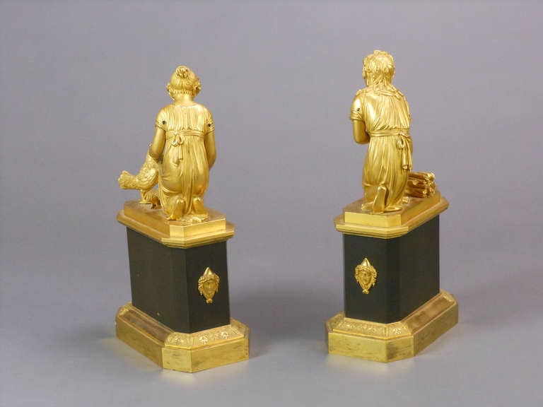 French Empire Gilt Bronze Figures For Sale 1