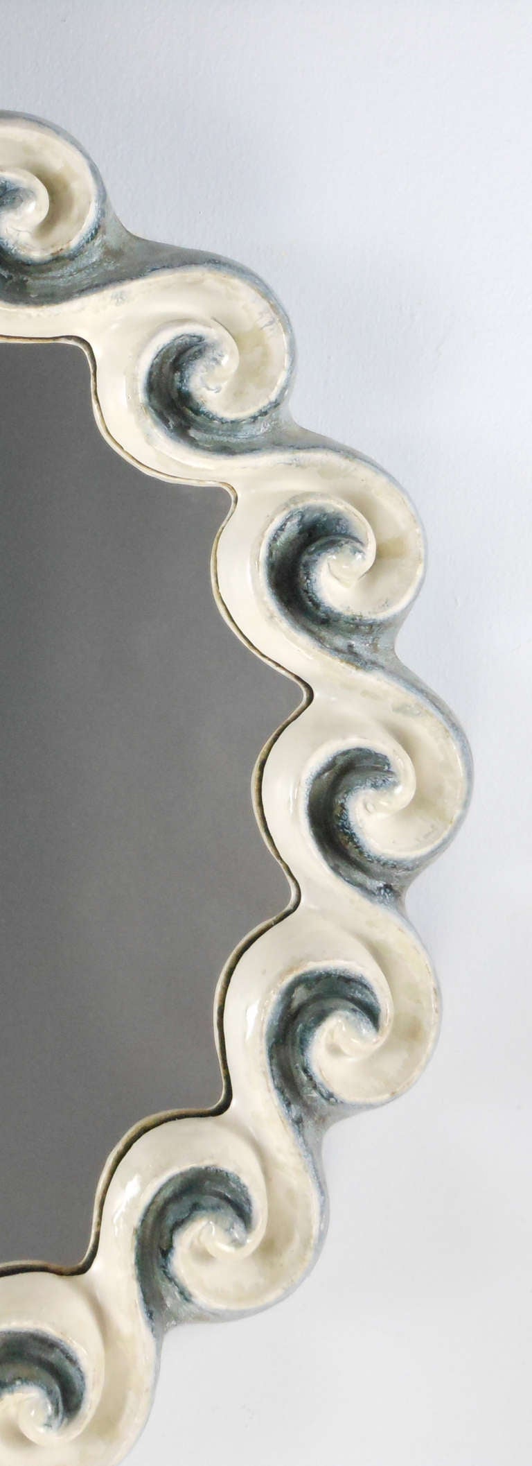 Glazed Stoneware Scallop Mirror by Gail Dooley 2