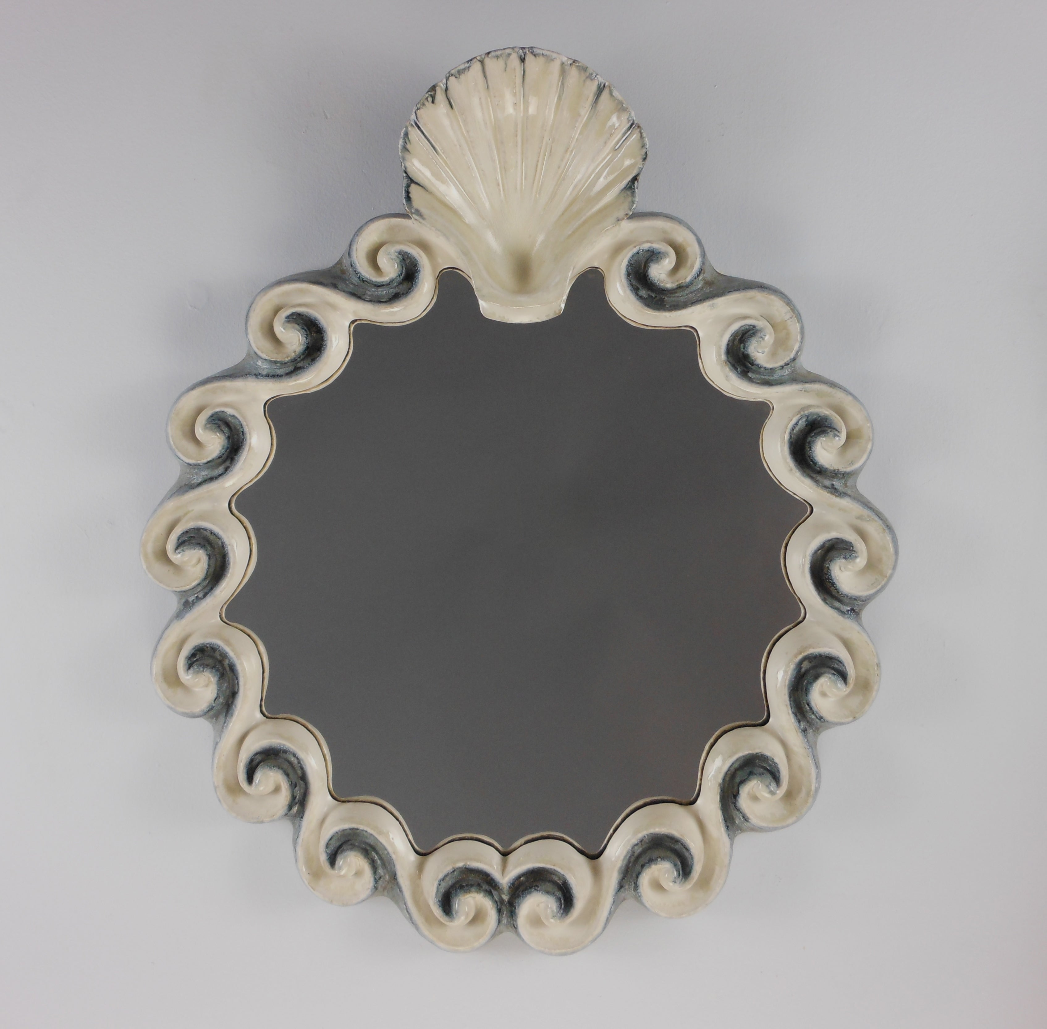 Glazed Stoneware Scallop Mirror by Gail Dooley