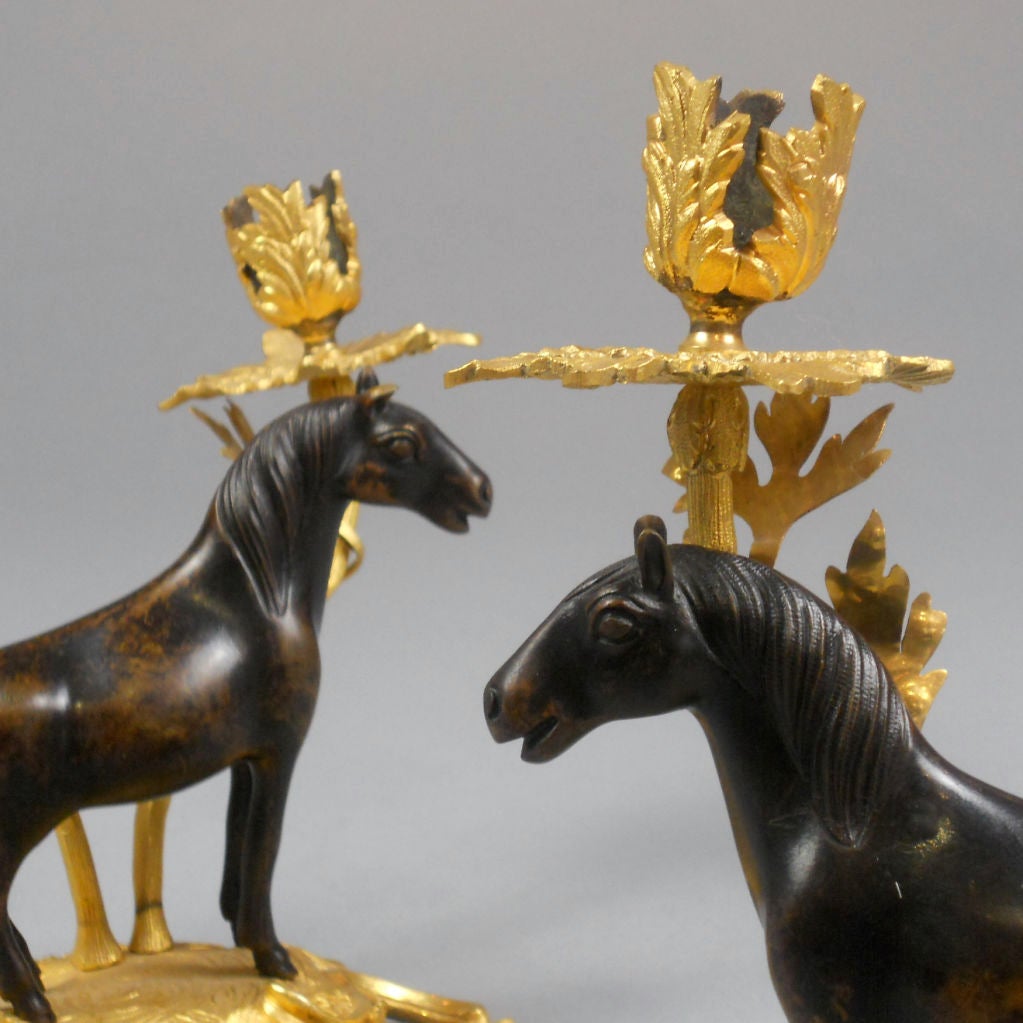 Louis XV Pair of Gilt Bronze Candelabra In Good Condition For Sale In New York, NY